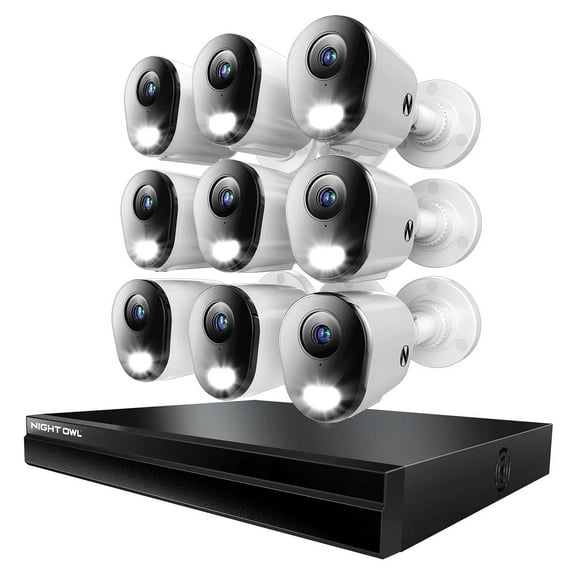 Night Owl Ethernet 24 Channel 4TB NVR Security System and 9 Wired IP 4K Resolution Cams with Audio