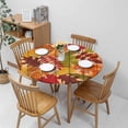 thumbnail image 4 of Autumn Leaves Tablecloth Round Yellow Thanksgiving Day Harvest Festival Fall Waterproof Wipeable Table Cloth Cover Table Pad Cover for Dining Room Fitted 40-44 inch, 4 of 6