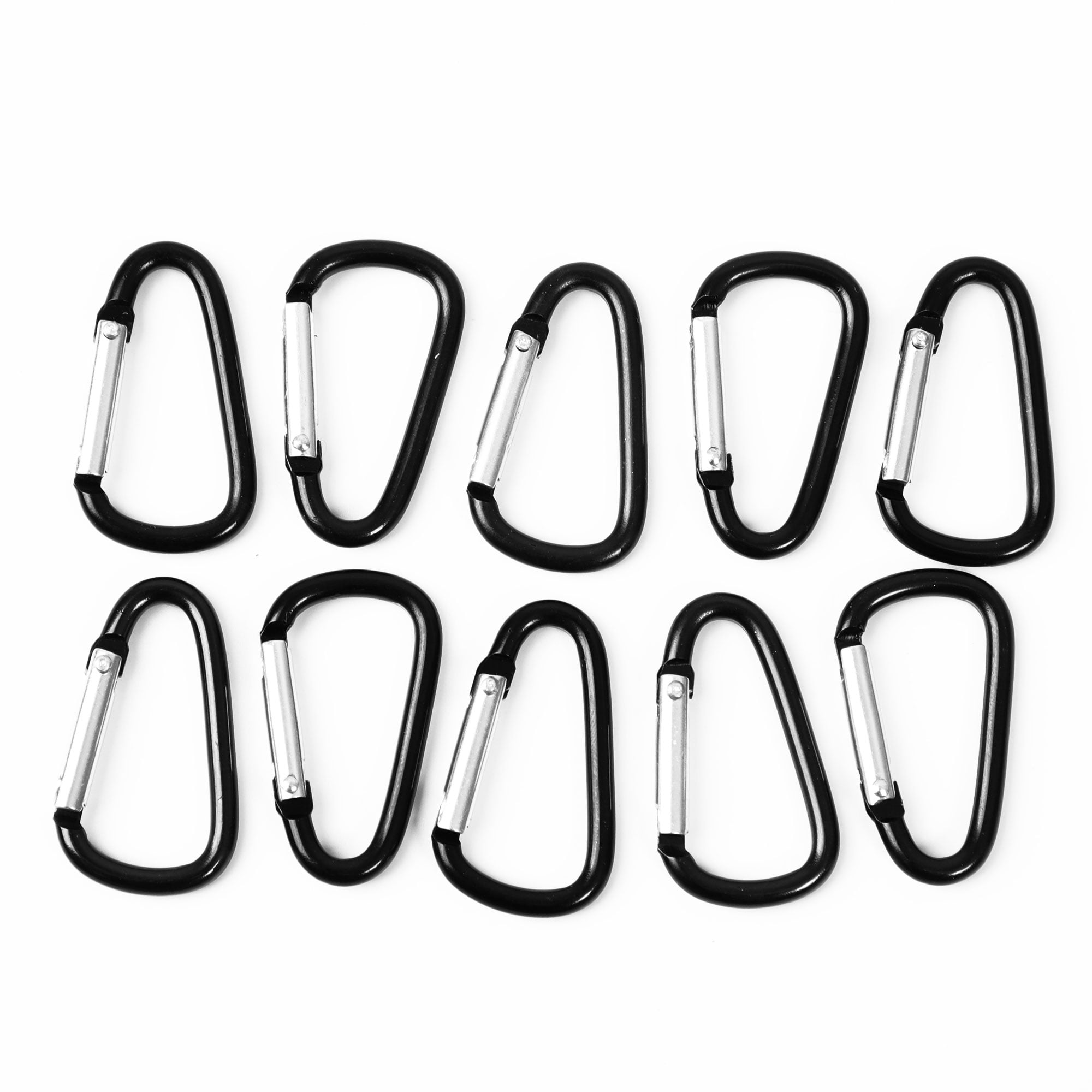 Unique Bargains 10PCS Carabiner Keychain Clip, Black Metal D Ring Snap Hooks for Hanging