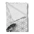 thumbnail image 2 of Butterfly Soft Flannel Fleece Throw Blanket, Animal Butterfly on Geometric Fragments Modern Inspired Illustration, Cozy Plush for Indoor and Outdoor Use, 60" x 80", White and Grey, by Ambesonne, 2 of 5