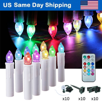 10 Pcs Clip On Candle Lights for Christmas Tree with Remote and Timer, Led Window Candles with Suction Cups, Flameless Taper Candles