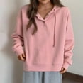 thumbnail image 5 of Brondbend Hoodie Womens Sweatshirt Women Long Sleeved Button Pullover Solid Color Comfy Stylish Loose Fit Tops Lady Weekend Workout Fall Winter Wear Pink, 5 of 5