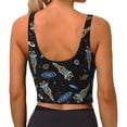thumbnail image 3 of Haiem Space Rocket Pattern Womens Sports Bra - U Neck Padded Low Impact Yoga Bra Workout Crop Top Gym Moisture-Wicking Workout Vest -Medium, 3 of 9
