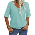 thumbnail image 1 of MKLEKYY Playeras Mujer Algodon Camisetas De Verano Para Mujer, Camisetas De Manga Corta Estampadas, Blusas Informales De Trabajo Con Cuello Redondo Y Botones. Talla M, 1 of 3