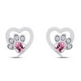 thumbnail image 2 of AFFY Heart Shape Simulated Tourmaline & Round Cut White Cubic Zirconia Cat Puppy Paw Print Pet Animal Heart Small Stud Earrings Jewelry Gift for Women in 14k White Gold Plated 925 Sterling Silver, 2 of 4