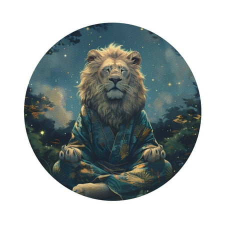 

Cauagu Starry Sky Meditating Lion for Round Coaster Drink Coasters Set of 4 Leather Bar Beer Beverage Cup Mat for Drinks for Tabletop Protection & Coffee Table Decor