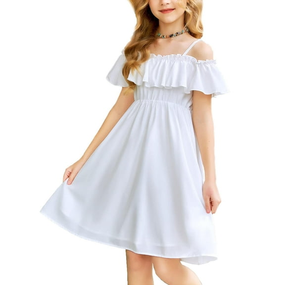 Arshiner Dresses For Tweens Spring Casual Fashion Puff Sleeve Off Shoulder Solid Color Loose Knee Length Dress Lilac 10-11 Years