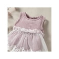 thumbnail image 6 of Chollius Newborn Baby Girl Dress Casual Solid Color Sleeveless Love Heart Bowknot Lace Tulle Triangle Jumpsuit, 6 of 9