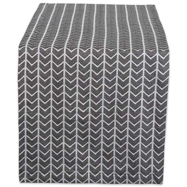 Design Imports CAMZ38700 14 x 72 Po Chemin de Table à Chevrons - Noir et Blanc