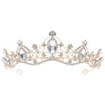thumbnail image 1 of SHISUYAN Impressive Rhinestone Crown Golden White For Women Party Performance 1Set 5.3x6.4in, 1 of 9