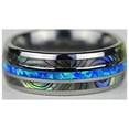 thumbnail image 3 of Australian Blue Fire Opal With Abalone Shell Tungsten Ring For Him For Her, Size 11, 3 of 5