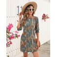 thumbnail image 3 of Vestido LUYAA Boho Floral de manga 3/4 para mujer Summer M, 3 of 6