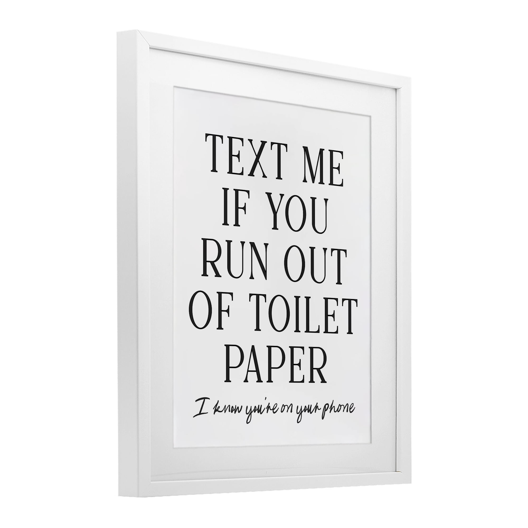 Stupell Industries Funny Bathroom Texting White Framed Print Under Glass, design by Lettered and Lined