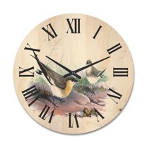 Designart 'Ancient Bird Illustration II' Farmhouse Wood Wall Clock