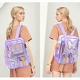 thumbnail image 6 of SANMADROLA Clear Backpack Heavy Duty Transparent Bookbag Teen Girlish Cute Bag Large Capacity See Through Backpacks Stadium Approved Daypack for Middle School College Sport/Travel, Purple Butterfly, 6 of 9