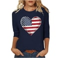 thumbnail image 2 of Vetsdori Summer T Shirts for Women 3/4 Sleeve Plus Size American Flag Pullover July 4th Graphic Red White and Blue Independence Day,Casual Crew Neck Juniors Tops, 2 of 5