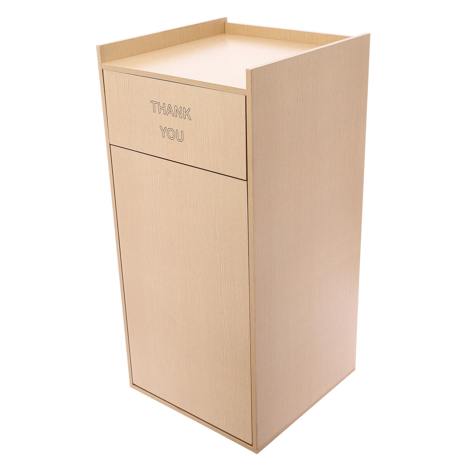 40 Gallon Restaurant Oak Wood Commercial-Trash Bin Cabinet with Trash Bag,Trash Can Cabinet & Garbage Receptacle for Self-Service Restaurant, Coffee Shop