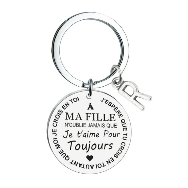Xihbxyly Llavero de Acero Inoxidable con Letras, Diseño Personalizado y Elegante, Artesanía Única y Duradera, Un Regalo Ideal para Tu Hija, Accesorio de Amistad de Moda, 30 Mm de Diámetro.