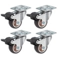 thumbnail image 1 of Ruedas de carro Uxcell de 1.5 pulgadas, juego de 4 ruedas giratorias de TPR de alta resistencia con freno de 55 Lbs para muebles, marrón, 1 of 7