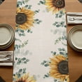 thumbnail image 5 of Sunflower Eucalyptus Table Runner, Farmhouse Weeping Botanical Linen Washable Cotton Linen Table Runners 90 Inches Long, Dresser Scarf Runner for Dining/Coffee/Kitchen/Hallway Tables 13''x90'', 5 of 9