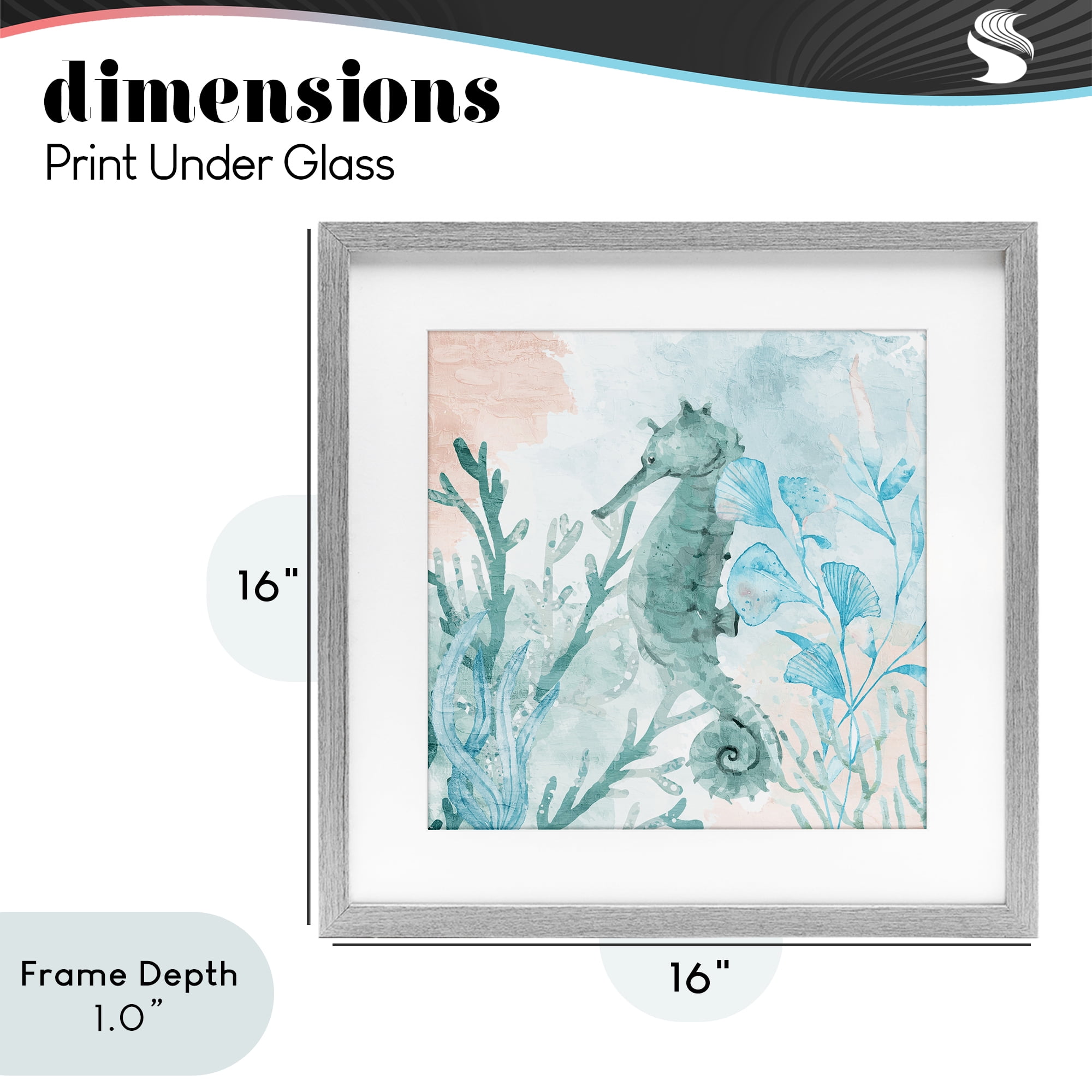 Stupell Industries Seahorse Sea Swim Gray Framed Print Under Glass, design by Kim Allen