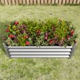 thumbnail image 3 of Metal Raised Garden Bed, 4×2×1FT Rectangle Raised Planter Bed for Plants, Vegetables and Flowers Raised Garden Boxes Steel Kit - Silver, 3 of 7