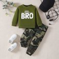 thumbnail image 2 of KPOPLK Toddler Baby Boy Fall Winter Outfit Letter Print Long Sleeve T-Shirt Stretch Jogger Camo Pants Boys Clothing Set Green Size 5-6 Years, 2 of 6