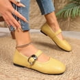 thumbnail image 5 of KIJBLAE Women's Round Toe Solid Mary Jane Flats, Single Strap Slip On Comfortable Casual Shoes for Spring Yellow 38, 5 of 9