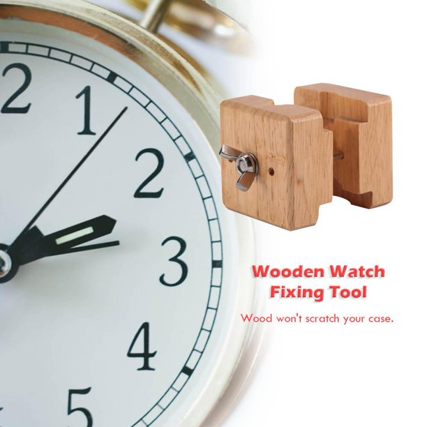 Caja De Reloj Caja de reloj de madera para relojero, herramienta de reparación de reloj con movimiento de abrazadera de tornillo de banco Sywqhk Para estrenar