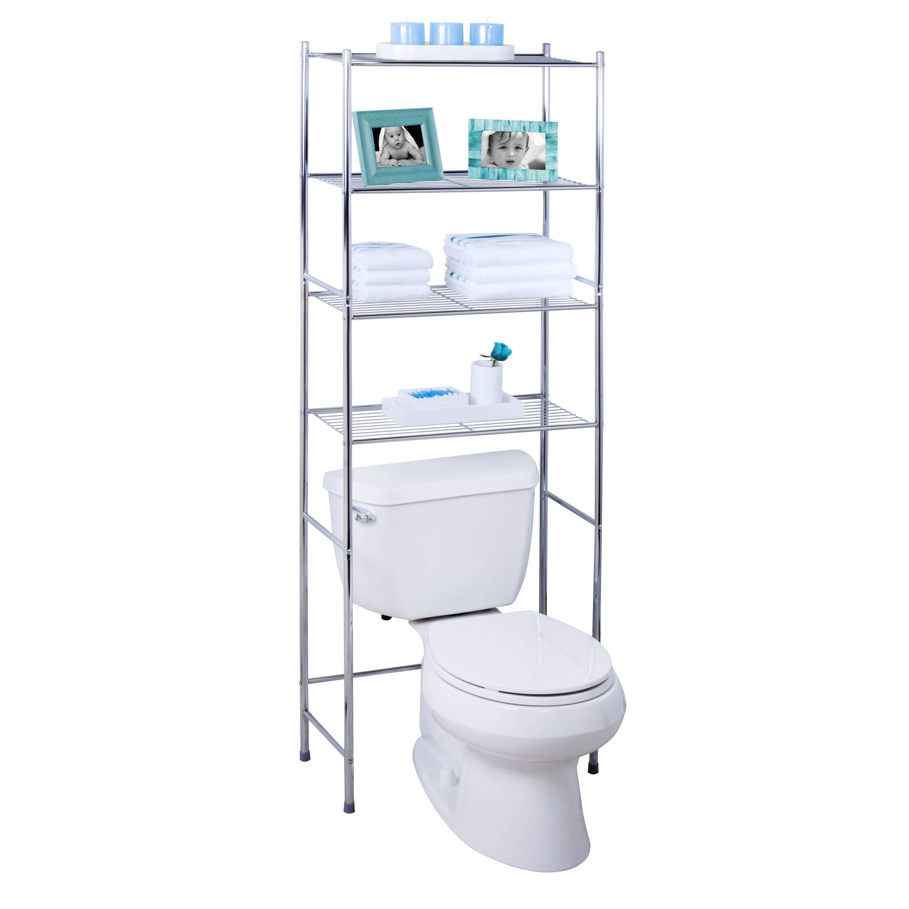 OIA Metro 4-Tier Bathroom Shelf, 13'' x 41.13'', Grey