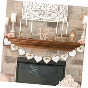 SKYSONIC 8.2 ft White Heart Valentines Garland Wooden Heart Banner with Lace Bow Valentine' Day Decor White Wall Hanging Garland for Anniversary
