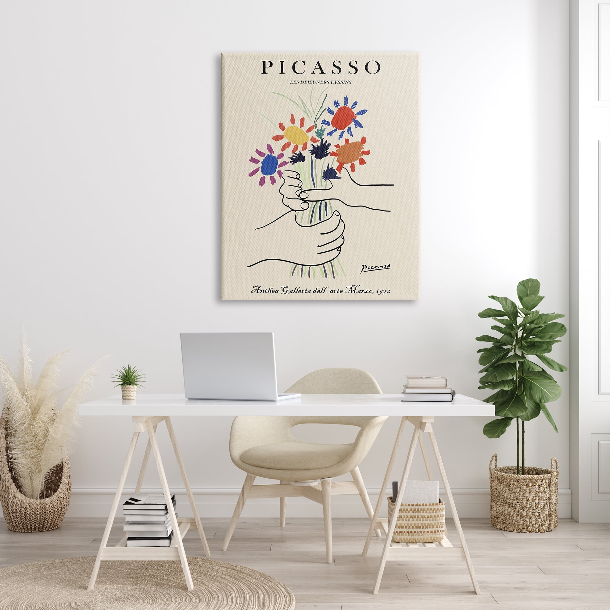 Stupell Industries Classical Picasso Floral Painting Hands Holding Bouquet, 36 x 48, Designed by Ros Ruseva