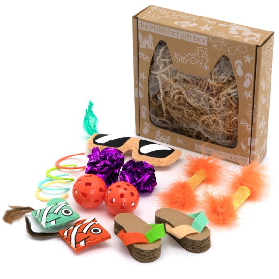 Kitty City, Cat Toys, Basic Cat Toy Box, Multi-Color, 14 Piece Set
