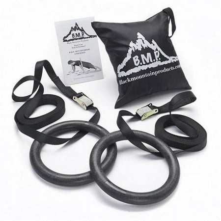 Black Mountain Products Multi-Use Exercise Gymnastics Rings, Black