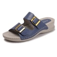 thumbnail image 4 of Sandalias de cuña de correa de doble hebilla sandalias de verano cómodas sandalias de vestimenta de punta abierta se deslizan para mujeres, 4 of 9