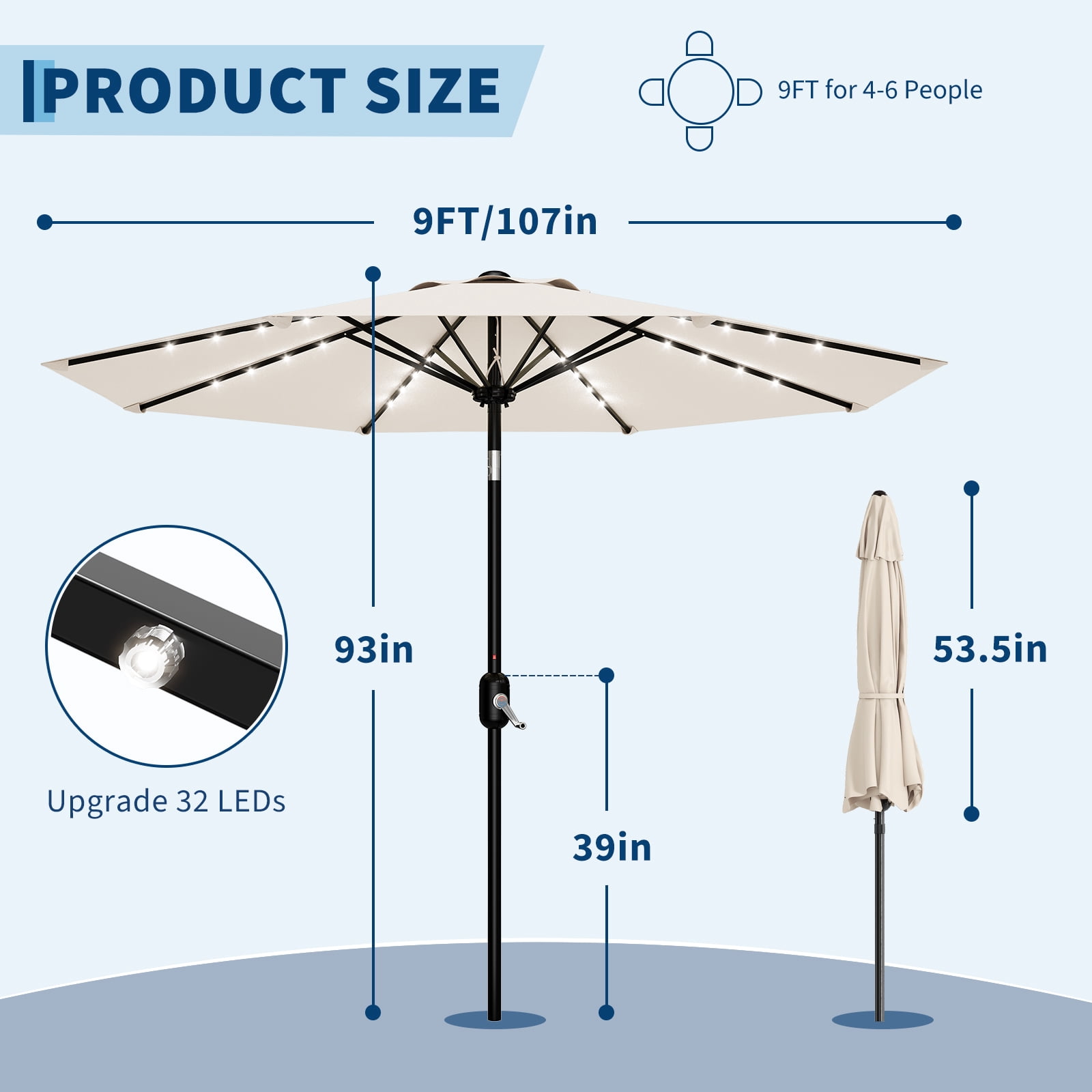 GOGRANT 98.4 in Multicolor Rectangle Market Patio Umbrellas, Fade Resistant