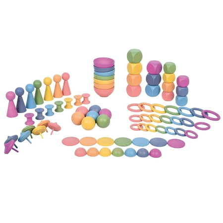 UPC: 5060138829336 | TickiT Rainbow Wooden Super Set – Set of 84 – 12 Different Shapes in 7 Colors