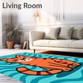 thumbnail image 2 of ODIKA 3'x5' Machine Washable Non-Slip Area Rug, Jovial Stream Dweller Handicraft Yarn Project High Traffic Rug with Pad, Orange, 726998, 2 of 8