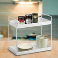 thumbnail image 4 of Zshan 2-Tier Bathroom Countertop Organizer Vanity Tray Cosmetic & Makeup Storage Kitchen Spice Rack Standing Shelf, White, 4 of 5