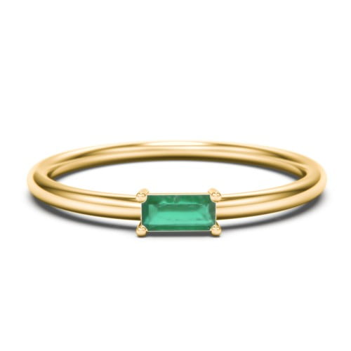 East-West Stackable Baguette Birthstone Ring - Emerald (May)
