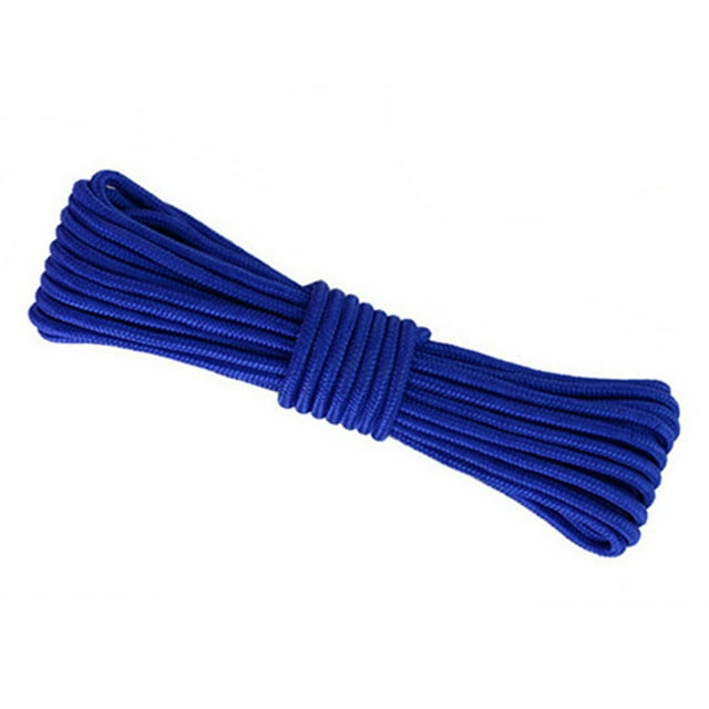 braided nylon rope 30M Solid Braided Nylon Rope Rot and Weather Resistant Rope for Camping Indoor and Outdoor Sports 6mm(Blue)