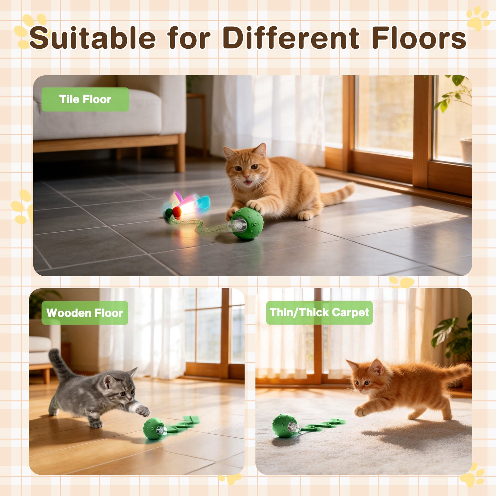Risehigh Cat Toys for Indoor Cat Toy Smart Interactive Cat Toy Ball Rechargeable