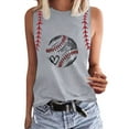 thumbnail image 2 of Gray Women's Tanks, Ladies Spring/Summer Round Neck Baseball Letter Print Be Your Own Sunshine Sleeveless Tank Top,Women's Tanks & Camis XL, 2 of 4
