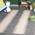 thumbnail image 2 of SAFAVIEH Courtyard Alexa Striped Indoor/Outdoor Area Rug, Beige/Anthracite, 6'7" x 9'6", 2 of 8