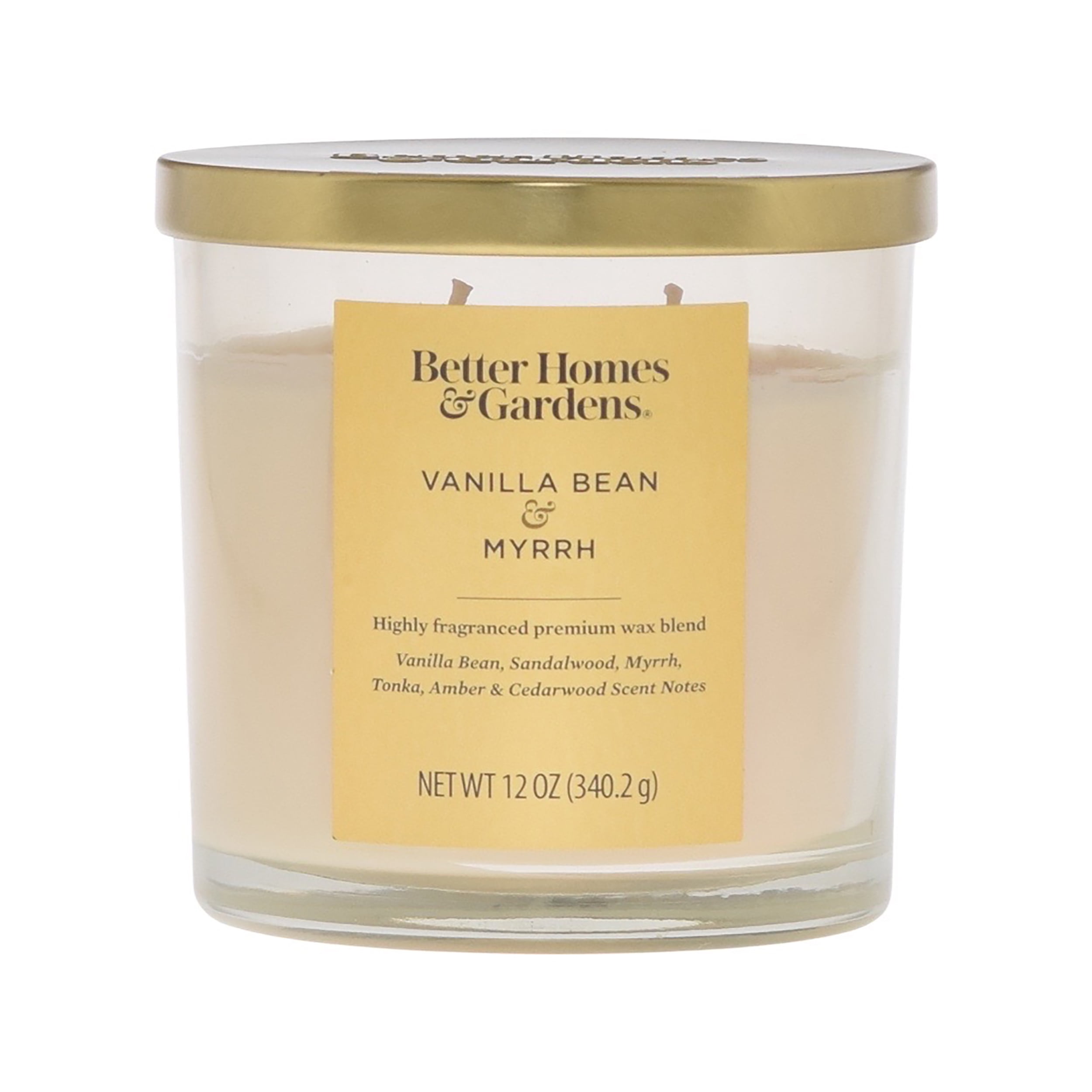 Better Homes & Gardens 12oz Vanilla Bean & Myrrh Scented 2-Wick Shiny Jar candle