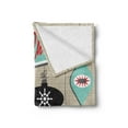 thumbnail image 2 of Christmas Soft Flannel Fleece Blanket, Retro Style Inspired Noel Slogan with Hanging Baubles on Doodle Grid Frame Print, Cozy Plush for Indoor and Outdoor Use, 60" x 80", Multicolor, by Ambesonne, 2 of 5