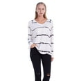 thumbnail image 5 of Aosijia Casual Long Sleeve Striped T-Shirts for Women Plus Size Tunic Loose Pullover Shirts Tops V Neck Ladies Spring Fall Winter Thin Basic Tee Tops White XL, 5 of 9
