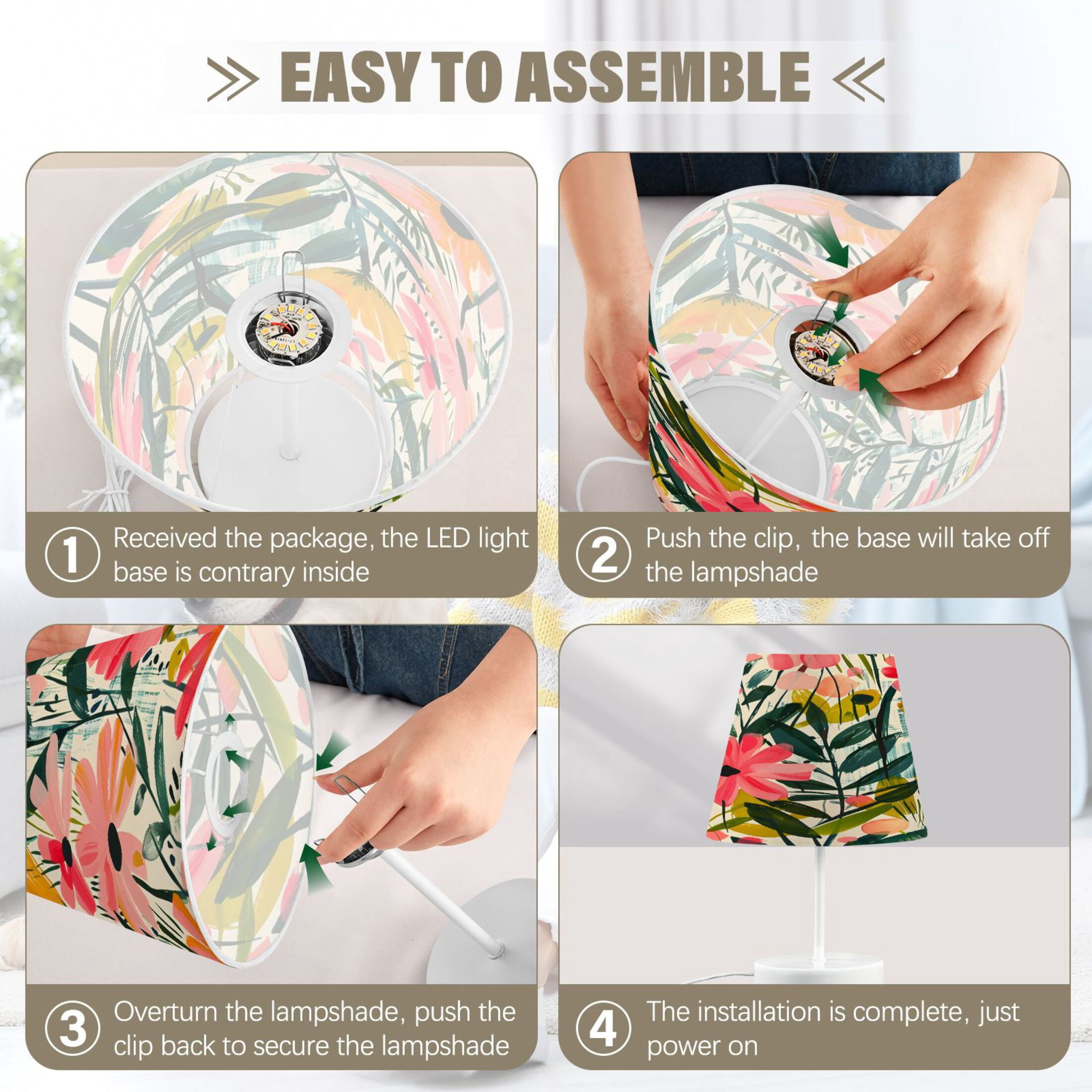 Ryvnso LED Bedside Table Lamp Flower Oil Painting Bedroom Desk Lamps Nightstand Lampshade M