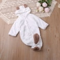 thumbnail image 2 of Annhoo Infant Baby Fleece Clothes Winter Fuzzy Warm Long Sleeve Footie Snowsuit Boys Girls Cute Ears Hooded Rompers, 2 of 3