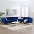 thumbnail image 3 of Modway Triumph 6-Piece Channel Performance Velvet Tufted Sectional Sofa in Navy, 3 of 11